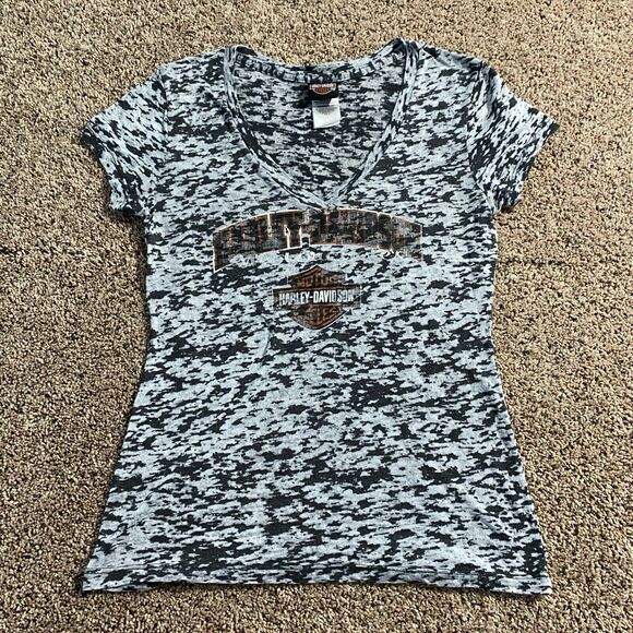 Harley-Davidson Tops - Harley Davidson V Neck Top Women’s M Burnout Logo